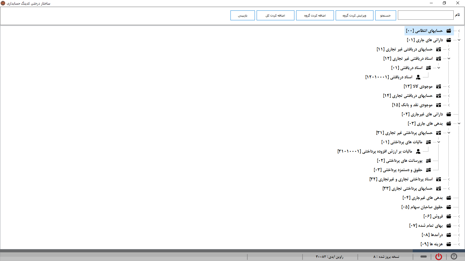 حسابداری راوین - ساختار درختی
